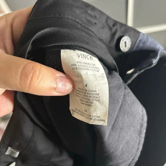 Vince Linen Blend Pants Dark Navy Blue Size 4 - Picture 5 of 6